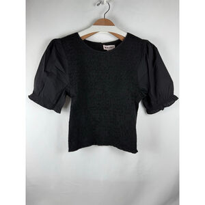 NWT Women's MAUBY Smocked Puff Sleeve Top Black Size XL